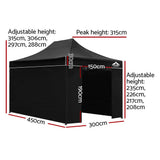 darrahopens Home & Garden > Shading Instahut Gazebo Pop Up Marquee 3x4.5m Folding Wedding Tent Gazebos Shade Black