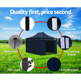 darrahopens Home & Garden > Shading Instahut Gazebo Pop Up Marquee 3x4.5m Folding Wedding Tent Gazebos Shade Navy