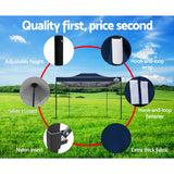 darrahopens Home & Garden > Shading Instahut Gazebo Pop Up Marquee 3x4.5m Outdoor Tent Folding Wedding Gazebos Navy