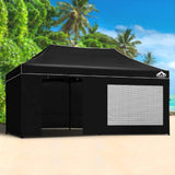 darrahopens Home & Garden > Shading Instahut Gazebo Pop Up Marquee 3x6m Folding Wedding Tent Gazebos Shade Black