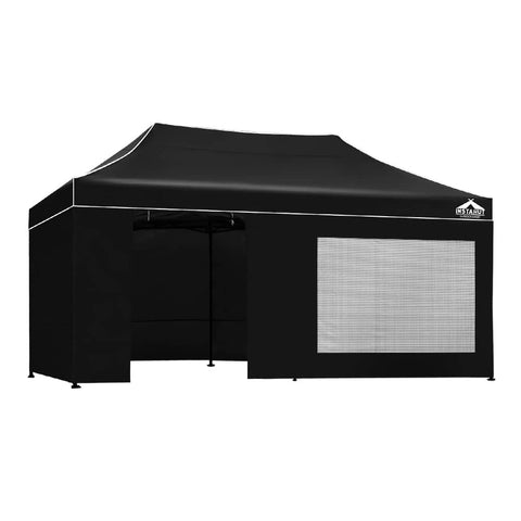 darrahopens Home & Garden > Shading Instahut Gazebo Pop Up Marquee 3x6m Folding Wedding Tent Gazebos Shade Black