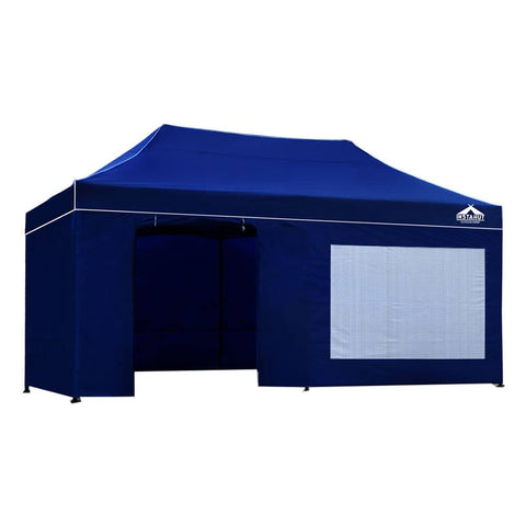 darrahopens Home & Garden > Shading Instahut Gazebo Pop Up Marquee 3x6m Folding Wedding Tent Gazebos Shade Blue
