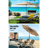 Darrahopens Home & Garden > Shading Instahut Outdoor Umbrella 2.7m Base Beach Pole Garden Tilt Sun Patio UV Beige