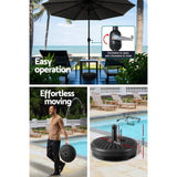 Darrahopens Home & Garden > Shading Instahut Outdoor Umbrella 2.7m Base Beach Pole Garden Tilt Sun Patio UV Black