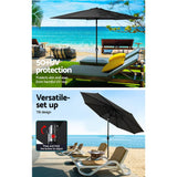 Darrahopens Home & Garden > Shading Instahut Outdoor Umbrella 2.7m Base Beach Pole Garden Tilt Sun Patio UV Black