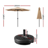 Darrahopens Home & Garden > Shading Instahut Outdoor Umbrella 3m Base Beach Pole Garden Tilt Sun Patio UV Beige
