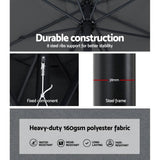 Darrahopens Home & Garden > Shading Instahut Outdoor Umbrella 3m Base Beach Pole Garden Tilt Sun Patio UV Charcoal