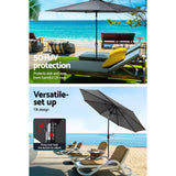 Darrahopens Home & Garden > Shading Instahut Outdoor Umbrella 3m Base Beach Pole Garden Tilt Sun Patio UV Charcoal