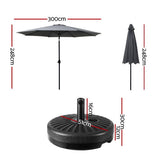 Darrahopens Home & Garden > Shading Instahut Outdoor Umbrella 3m Base Beach Pole Garden Tilt Sun Patio UV Charcoal