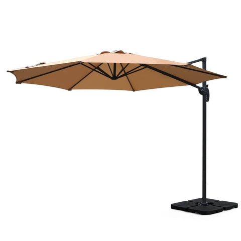 Darrahopens Home & Garden > Shading Instahut Outdoor Umbrella 3m Base Cantilever Beach Stand Sun Roma Beige 50cm