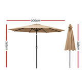 Darrahopens Home & Garden > Shading Instahut Outdoor Umbrella 3m Umbrellas Beach Garden Tilt Sun Patio Deck Pole UV