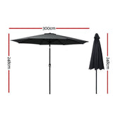 Darrahopens Home & Garden > Shading Instahut Outdoor Umbrella 3m Umbrellas Garden Beach Tilt Sun Patio Deck Pole UV