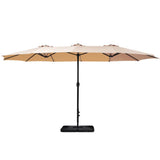 Darrahopens Home & Garden > Shading Instahut Outdoor Umbrella Beach Twin Base Stand Garden Sun Shade Beige 4.57m