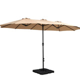 Darrahopens Home & Garden > Shading Instahut Outdoor Umbrella Beach Twin Base Stand Garden Sun Shade Beige 4.57m