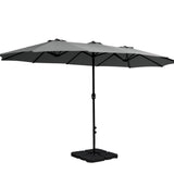 Darrahopens Home & Garden > Shading Instahut Outdoor Umbrella Beach Twin Base Stand Garden Sun Shade Charcoal 4.57m