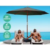 darrahopens Home & Garden > Shading Instahut Outdoor Umbrella Pole Umbrellas 3M W/ Base Garden Stand Deck Charcoal