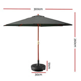 darrahopens Home & Garden > Shading Instahut Outdoor Umbrella Pole Umbrellas 3M W/ Base Garden Stand Deck Charcoal