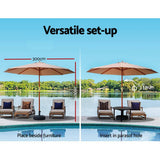 darrahopens Home & Garden > Shading Instahut Outdoor Umbrella Pole Umbrellas 3M with Base Garden Stand Deck Beige