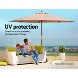 darrahopens Home & Garden > Shading Instahut Outdoor Umbrella Pole Umbrellas 3M with Base Garden Stand Deck Beige