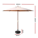 darrahopens Home & Garden > Shading Instahut Outdoor Umbrella Pole Umbrellas 3M with Base Garden Stand Deck Beige