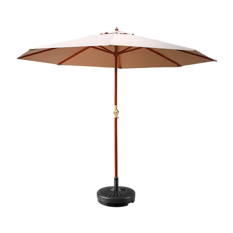 darrahopens Home & Garden > Shading Instahut Outdoor Umbrella Pole Umbrellas 3M with Base Garden Stand Deck Beige