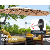 Darrahopens Home & Garden > Shading Instahut Outdoor Umbrella Twin Umbrella Beach Stand Base Garden Sun Shade 4.57m