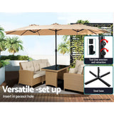 Darrahopens Home & Garden > Shading Instahut Outdoor Umbrella Twin Umbrella Beach Stand Base Garden Sun Shade 4.57m