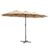 Darrahopens Home & Garden > Shading Instahut Outdoor Umbrella Twin Umbrella Beach Stand Base Garden Sun Shade 4.57m
