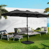 Darrahopens Home & Garden > Shading Instahut Outdoor Umbrella Twin Umbrellas Beach Garden Stand Base Sun Shade 4.57m