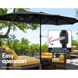 Darrahopens Home & Garden > Shading Instahut Outdoor Umbrella Twin Umbrellas Beach Garden Stand Base Sun Shade 4.57m