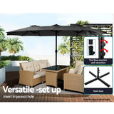 Darrahopens Home & Garden > Shading Instahut Outdoor Umbrella Twin Umbrellas Beach Garden Stand Base Sun Shade 4.57m