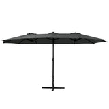 Darrahopens Home & Garden > Shading Instahut Outdoor Umbrella Twin Umbrellas Beach Garden Stand Base Sun Shade 4.57m