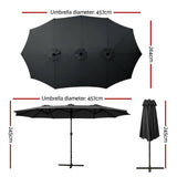 Darrahopens Home & Garden > Shading Instahut Outdoor Umbrella Twin Umbrellas Beach Garden Stand Base Sun Shade 4.57m