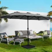 Darrahopens Home & Garden > Shading Instahut Outdoor Umbrella Twin Umbrellas Beach Stand Garden Base Sun Patio 4.57m