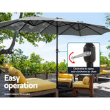 Darrahopens Home & Garden > Shading Instahut Outdoor Umbrella Twin Umbrellas Beach Stand Garden Base Sun Patio 4.57m