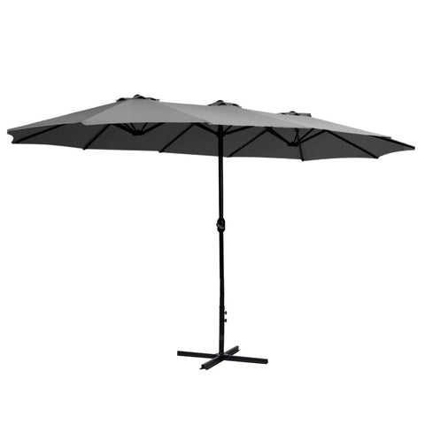 Darrahopens Home & Garden > Shading Instahut Outdoor Umbrella Twin Umbrellas Beach Stand Garden Base Sun Patio 4.57m