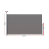 Darrahopens Home & Garden > Shading Instahut Side Awning Sun Shade Outdoor Blinds Retractable Screen 1.8X3M Grey