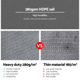 Darrahopens Home & Garden > Shading Instahut Sun Shade Sail Cloth Shadecloth Rectangle Canopy Grey 280gsm 3x3m