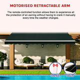 Darrahopens Home & Garden > Shading Motorised Outdoor Folding Arm Awning Retractable Sunshade Canopy Black 3.0m x 2.5m