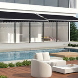 Darrahopens Home & Garden > Shading Motorised Outdoor Folding Arm Awning Retractable Sunshade Canopy Black 3.0m x 2.5m