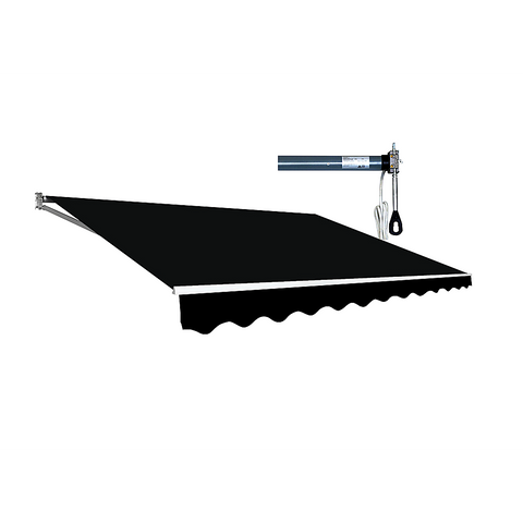 Darrahopens Home & Garden > Shading Motorised Outdoor Folding Arm Awning Retractable Sunshade Canopy Black 3.0m x 2.5m