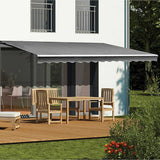 Darrahopens Home & Garden > Shading Motorised Outdoor Folding Arm Awning Retractable Sunshade Canopy Grey 5.0m x 3.0m