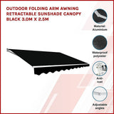 Darrahopens Home & Garden > Shading Outdoor Folding Arm Awning Retractable Sunshade Canopy Black 3.0m x 2.5m