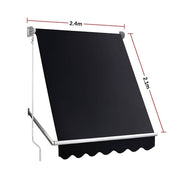 Darrahopens Home & Garden > Shading Retractable Fixed Pivot Arm Window Awning Patio Garden Blinds 2.4m x 2.1m Black