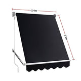 Darrahopens Home & Garden > Shading Retractable Fixed Pivot Arm Window Awning Patio Garden Blinds 2.4m x 2.1m Black