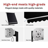 Darrahopens Home & Garden > Shading Retractable Fixed Pivot Arm Window Awning Patio Garden Blinds 2.4m x 2.1m Black