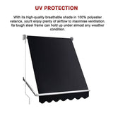 Darrahopens Home & Garden > Shading Retractable Fixed Pivot Arm Window Awning Patio Garden Blinds 2.4m x 2.1m Black