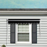 Darrahopens Home & Garden > Shading Retractable Fixed Pivot Arm Window Awning Patio Garden Blinds 2.4m x 2.1m Black