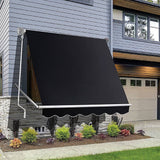 Darrahopens Home & Garden > Shading Retractable Fixed Pivot Arm Window Awning Patio Garden Blinds 2.4m x 2.1m Black