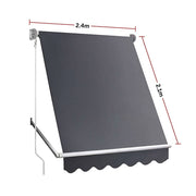 Darrahopens Home & Garden > Shading Retractable Fixed Pivot Arm Window Awning Patio Garden Blinds 2.4m x 2.1m Grey